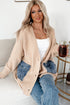 Open Front Textured Knit Denim Patch Pocket Cardigan